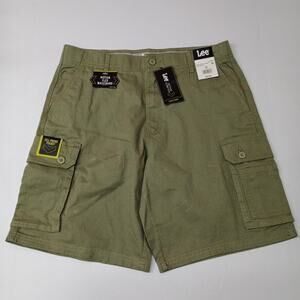 Lee Men's 34 Active Stretch Fabric Cargo Shorts Green Motion Flex Waistband